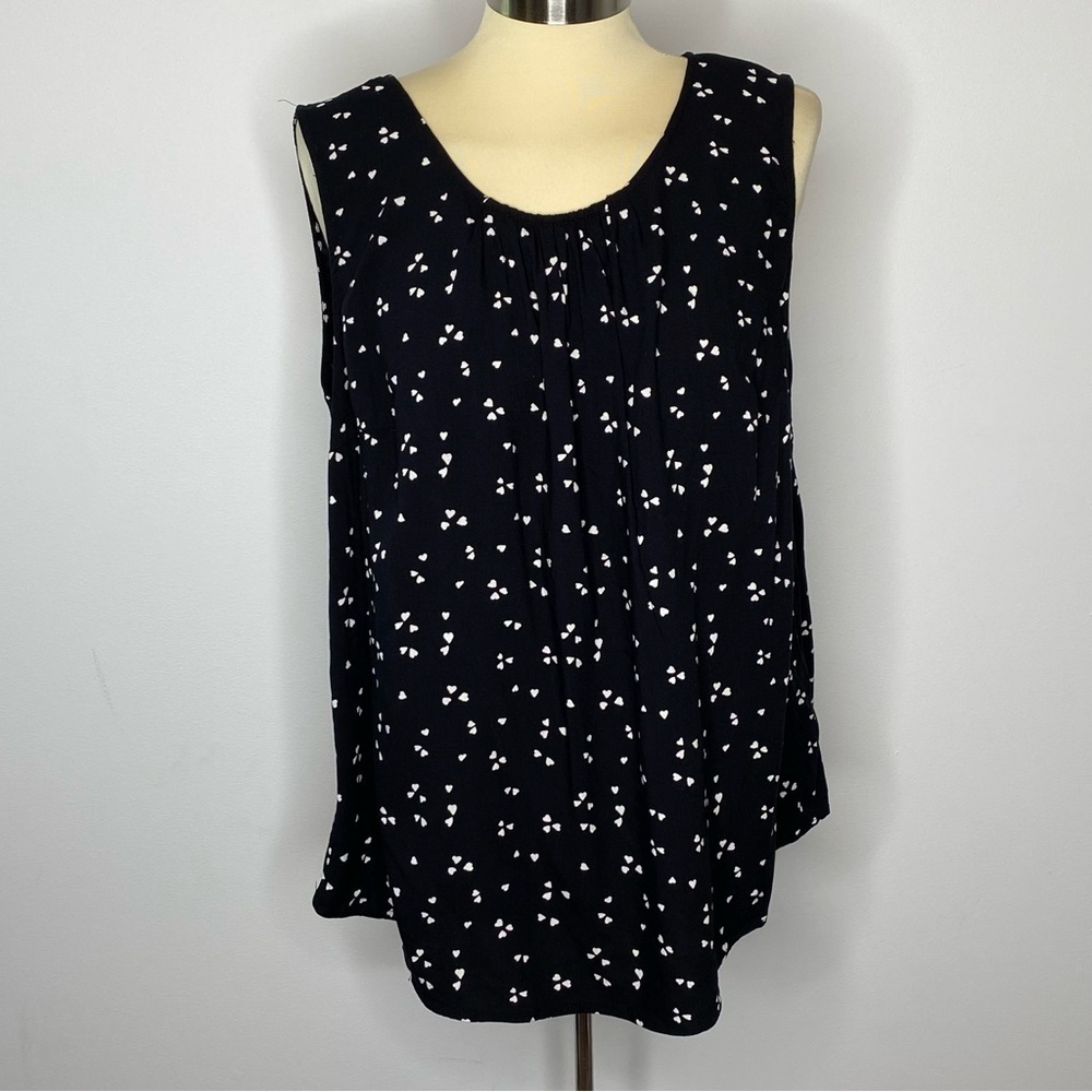 Ellos White Heart Print Sleeveless Blouse